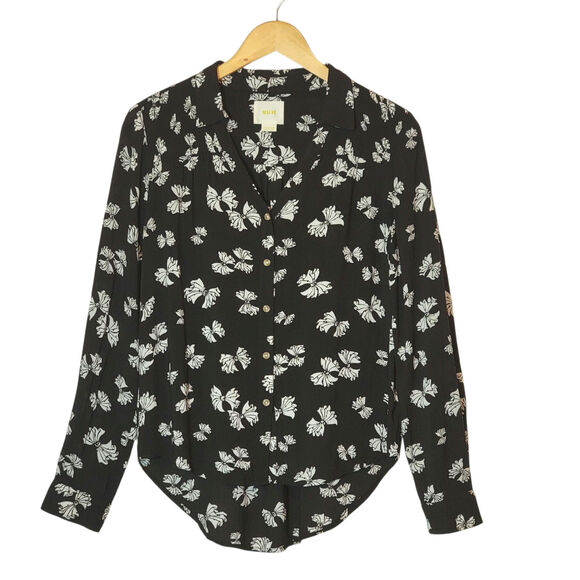 Anthropologie Maeve Black White Bow Print Shirt Long Sleeve Feminine Blouse 4 - Picture 16 of 16